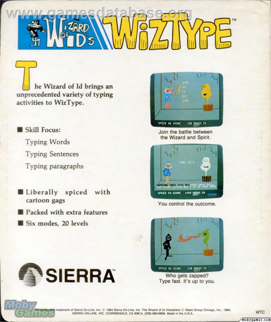 Wizard of Id's WizType - Microsoft DOS - Artwork - Box Back