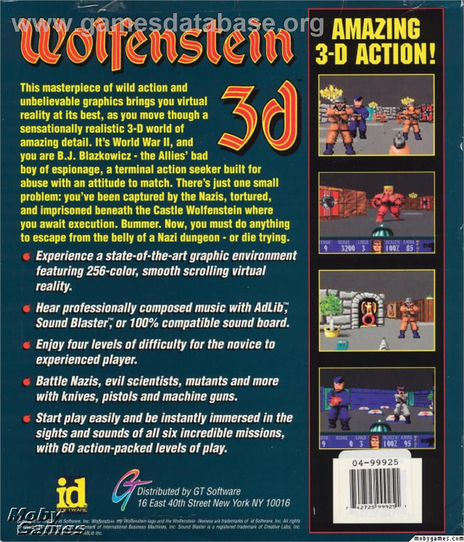 Wolfenstein 3D - Microsoft DOS - Artwork - Box Back