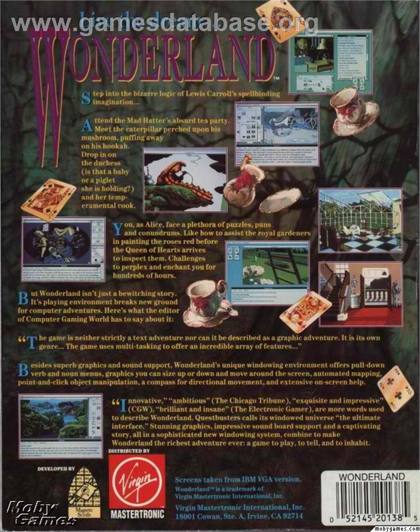 Wonderland - Microsoft DOS - Artwork - Box Back