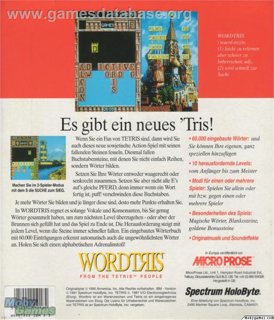 Wordtris - Microsoft DOS - Artwork - Box Back