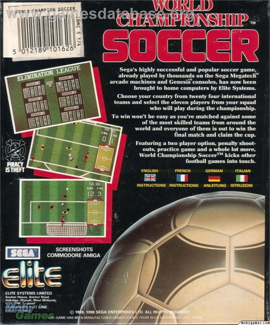 World Championship Soccer - Microsoft DOS - Artwork - Box Back