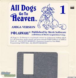 Artwork on the Disc for All Dogs Go to Heaven on the Microsoft DOS.