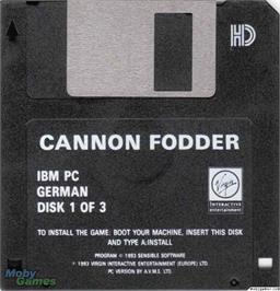 Artwork on the Disc for Cannon Fodder on the Microsoft DOS.