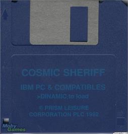 Artwork on the Disc for Cosmic Sheriff on the Microsoft DOS.