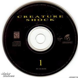 Artwork on the Disc for Creature Shock on the Microsoft DOS.