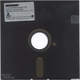 Artwork on the Disc for Defender on the Microsoft DOS.