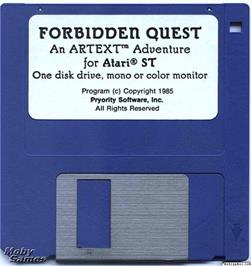 Artwork on the Disc for Forbidden Quest on the Microsoft DOS.