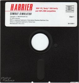 Artwork on the Disc for Harrier Combat Simulator on the Microsoft DOS.