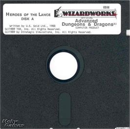 Artwork on the Disc for Heroes of the Lance on the Microsoft DOS.