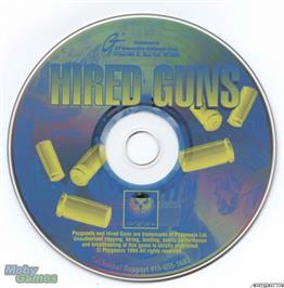 Artwork on the Disc for Hired Guns on the Microsoft DOS.