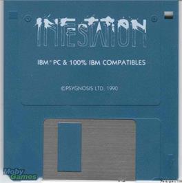 Artwork on the Disc for Infestation on the Microsoft DOS.