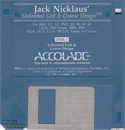 Artwork on the Disc for Jack Nicklaus' Unlimited Golf & Course Design on the Microsoft DOS.