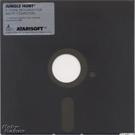 Artwork on the Disc for Jungle Hunt on the Microsoft DOS.