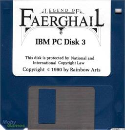 Artwork on the Disc for Legend of Faerghail on the Microsoft DOS.