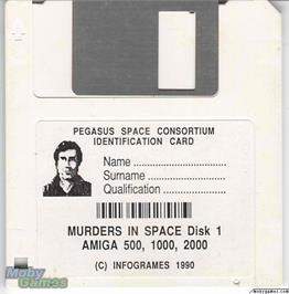 Artwork on the Disc for Murders in Space on the Microsoft DOS.