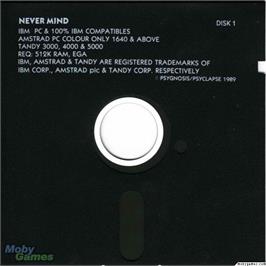 Artwork on the Disc for Never Mind on the Microsoft DOS.