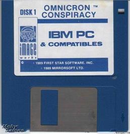 Artwork on the Disc for Omnicron Conspiracy on the Microsoft DOS.