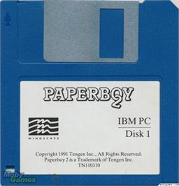 Artwork on the Disc for Paperboy 2 on the Microsoft DOS.