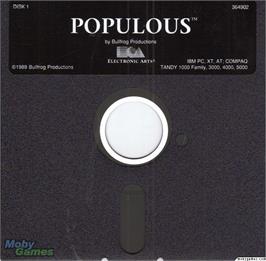 Artwork on the Disc for Populous on the Microsoft DOS.