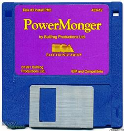 Artwork on the Disc for PowerMonger on the Microsoft DOS.