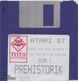 Artwork on the Disc for Prehistorik on the Microsoft DOS.