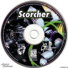 Artwork on the Disc for Scorcher on the Microsoft DOS.