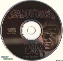 Artwork on the Disc for Shadoworlds on the Microsoft DOS.