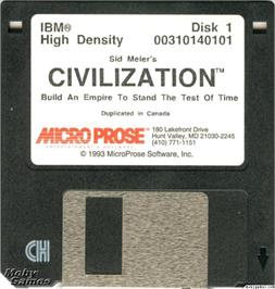 Artwork on the Disc for Sid Meier's Civilization on the Microsoft DOS.