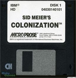 Artwork on the Disc for Sid Meier's Colonization on the Microsoft DOS.