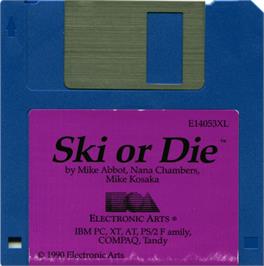 Artwork on the Disc for Ski or Die on the Microsoft DOS.