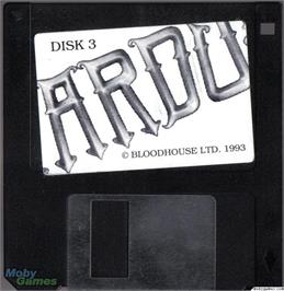 Artwork on the Disc for Star Dust on the Microsoft DOS.