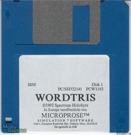 Artwork on the Disc for Wordtris on the Microsoft DOS.