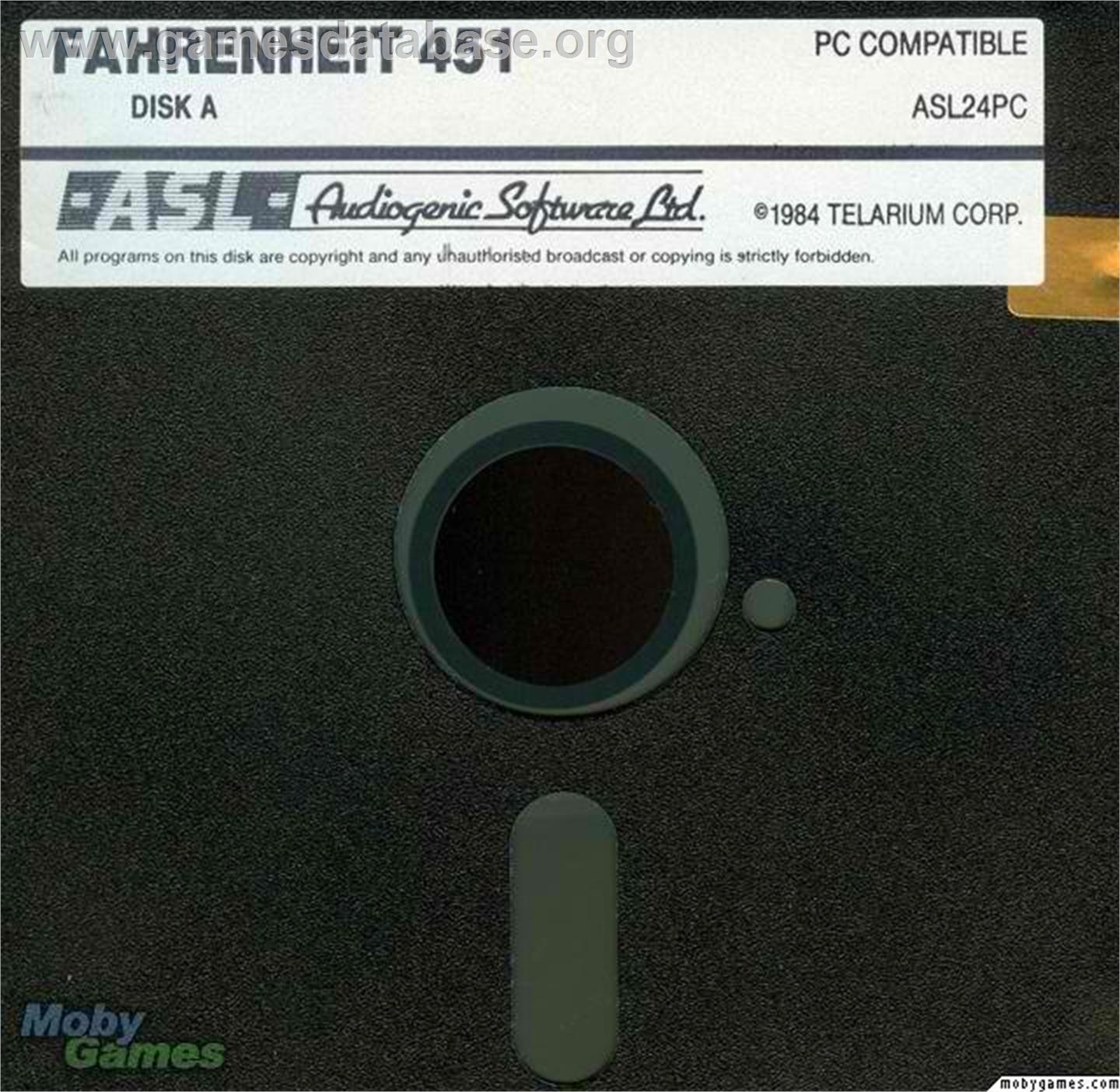 Fahrenheit 451 - Microsoft DOS - Artwork - Disc