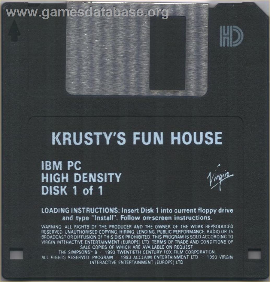 Krusty's Fun House - Microsoft DOS - Artwork - Disc