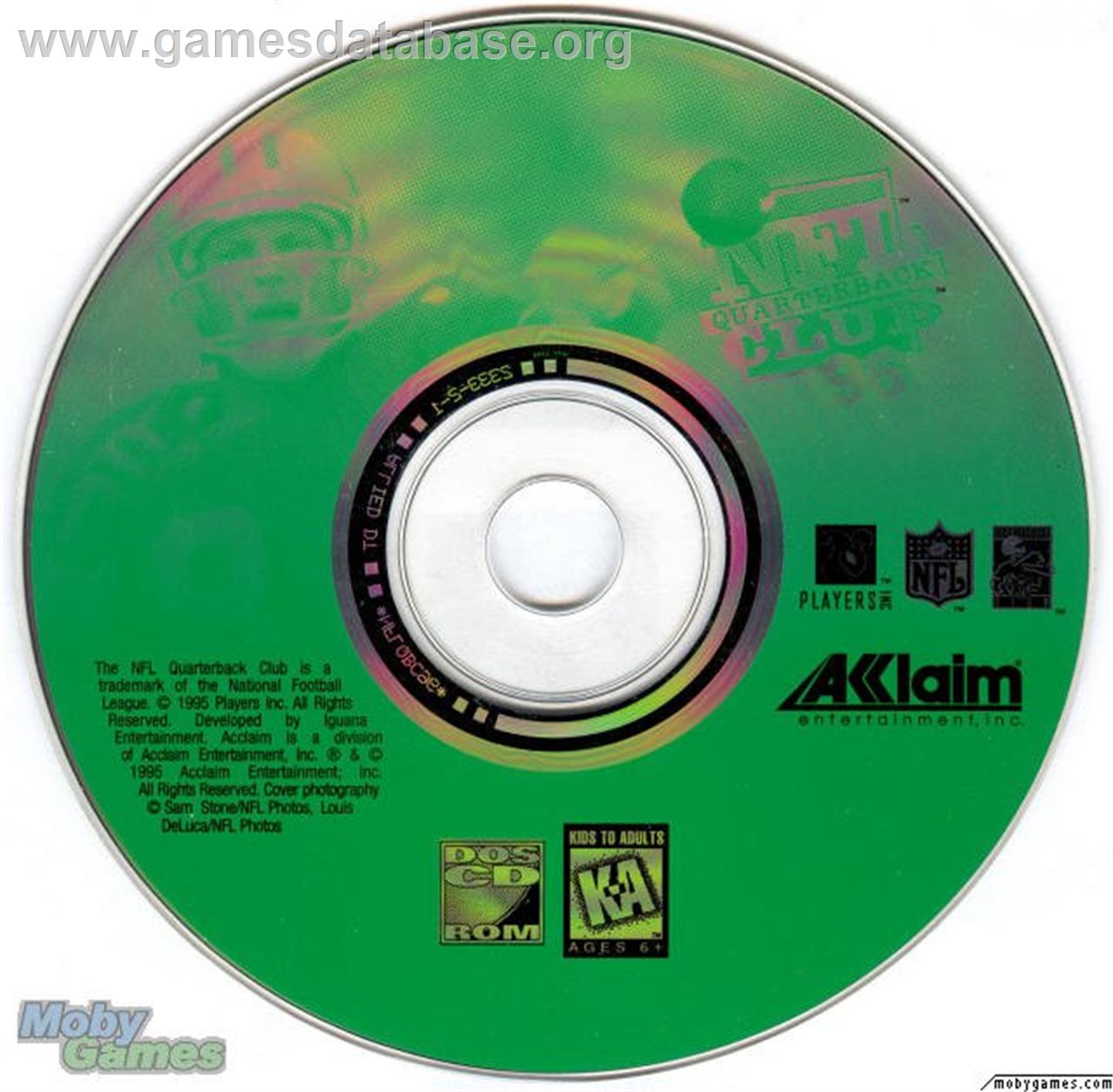 NFL Quarterback Club 96 - Microsoft DOS - Artwork - Disc
