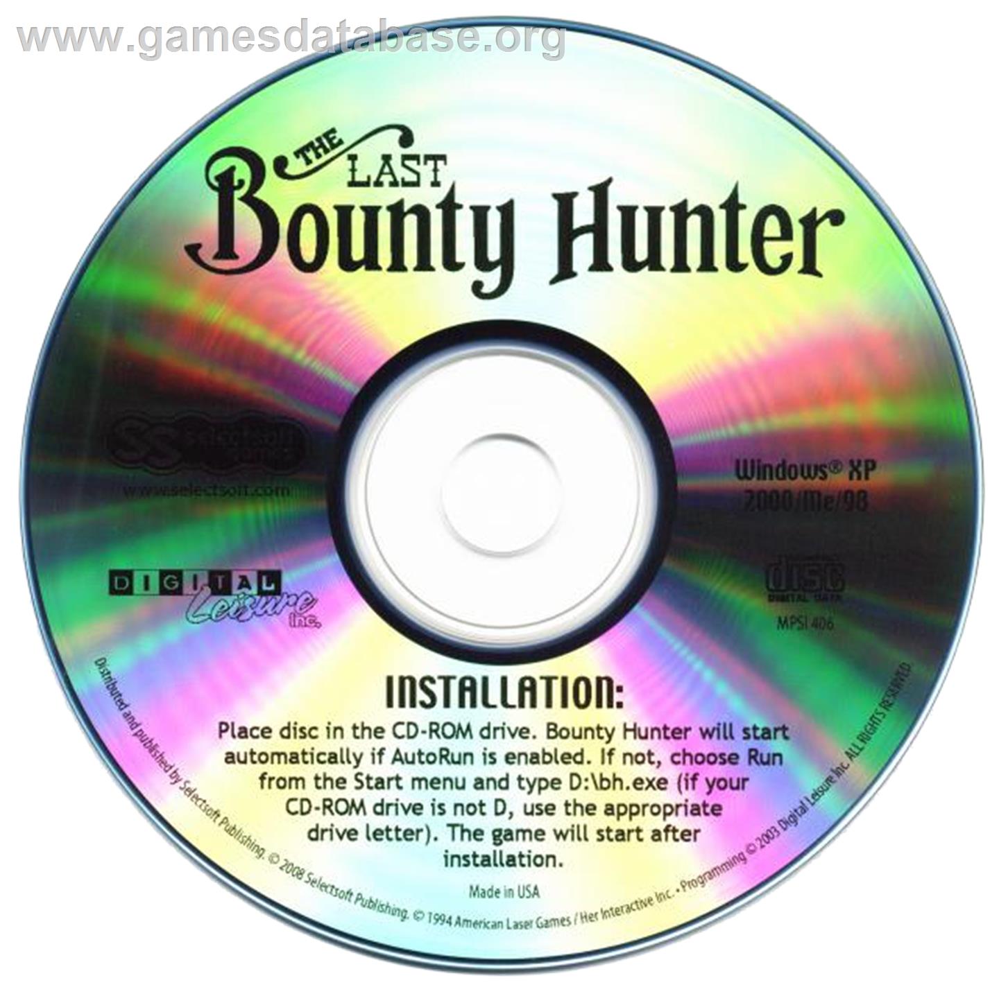 The Last Bounty Hunter - Microsoft DOS - Artwork - Disc