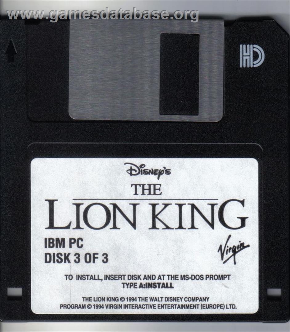 The Lion King - Microsoft DOS - Artwork - Disc