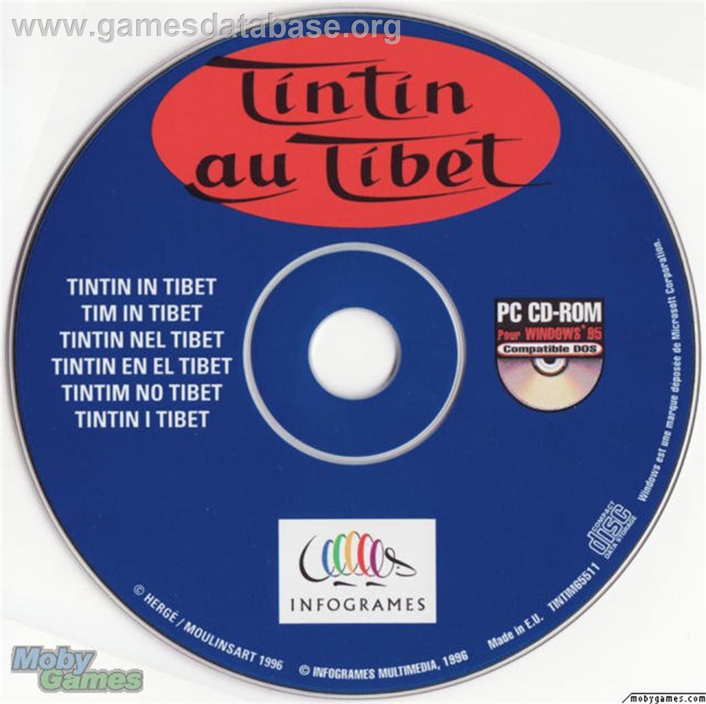 Tintin in Tibet - Microsoft DOS - Artwork - Disc
