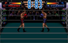 In game image of 3D World Boxing on the Microsoft DOS.