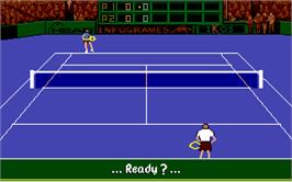 In game image of Advantage Tennis on the Microsoft DOS.