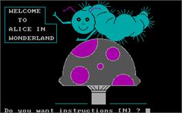 In game image of Alice in Wonderland on the Microsoft DOS.