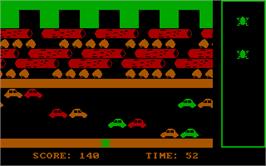 In game image of Frogger on the Microsoft DOS.