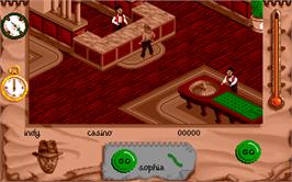 In game image of Indiana Jones and the Fate of Atlantis on the Microsoft DOS.