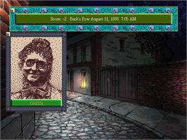 In game image of Jack the Ripper on the Microsoft DOS.
