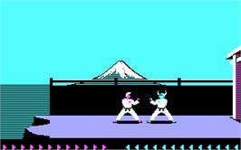 In game image of Karateka on the Microsoft DOS.