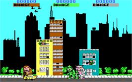 In game image of Rampage on the Microsoft DOS.