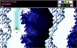 In game image of Ski or Die on the Microsoft DOS.