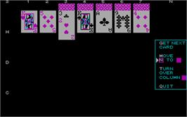 In game image of Solitare on the Microsoft DOS.