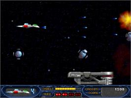 In game image of Stargunner on the Microsoft DOS.