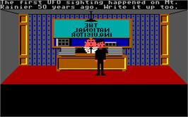 In game image of Zak McKracken and the Alien Mindbenders on the Microsoft DOS.